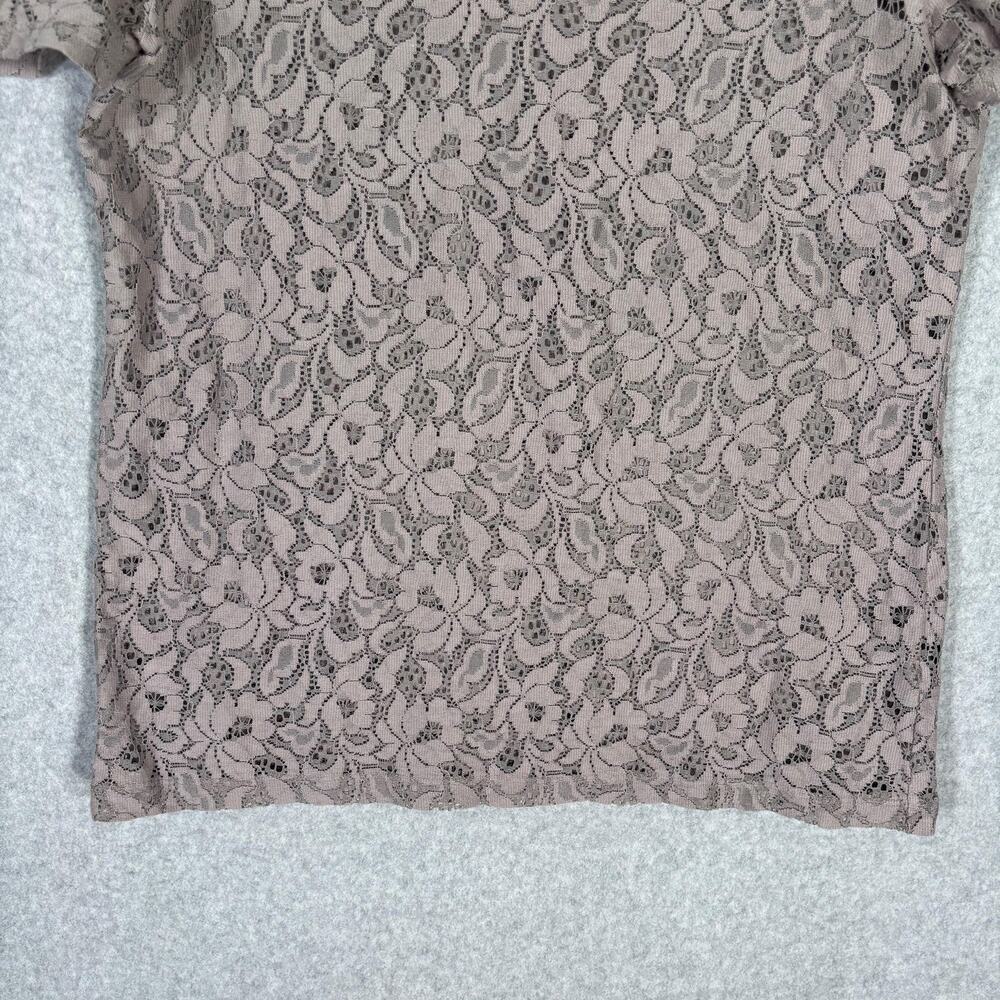 Limited Lace Top Small Mauve Sheer Puff Sleeve Ruched Romantic Coquette Twee - Picture 3 of 12